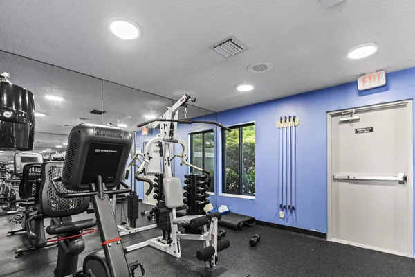 a view of a room with gym equipment