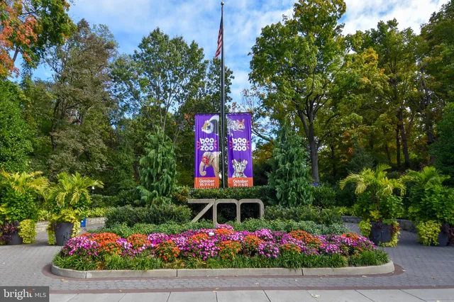 a street sign and flowers with buildings in the background