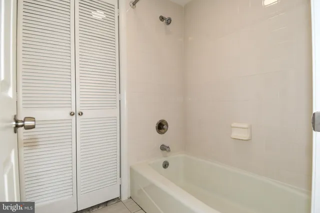 a bathroom with a bathtub