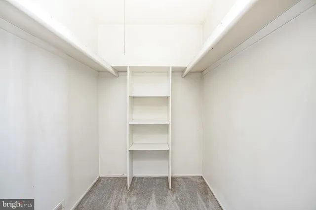 a view of an empty walk in closet