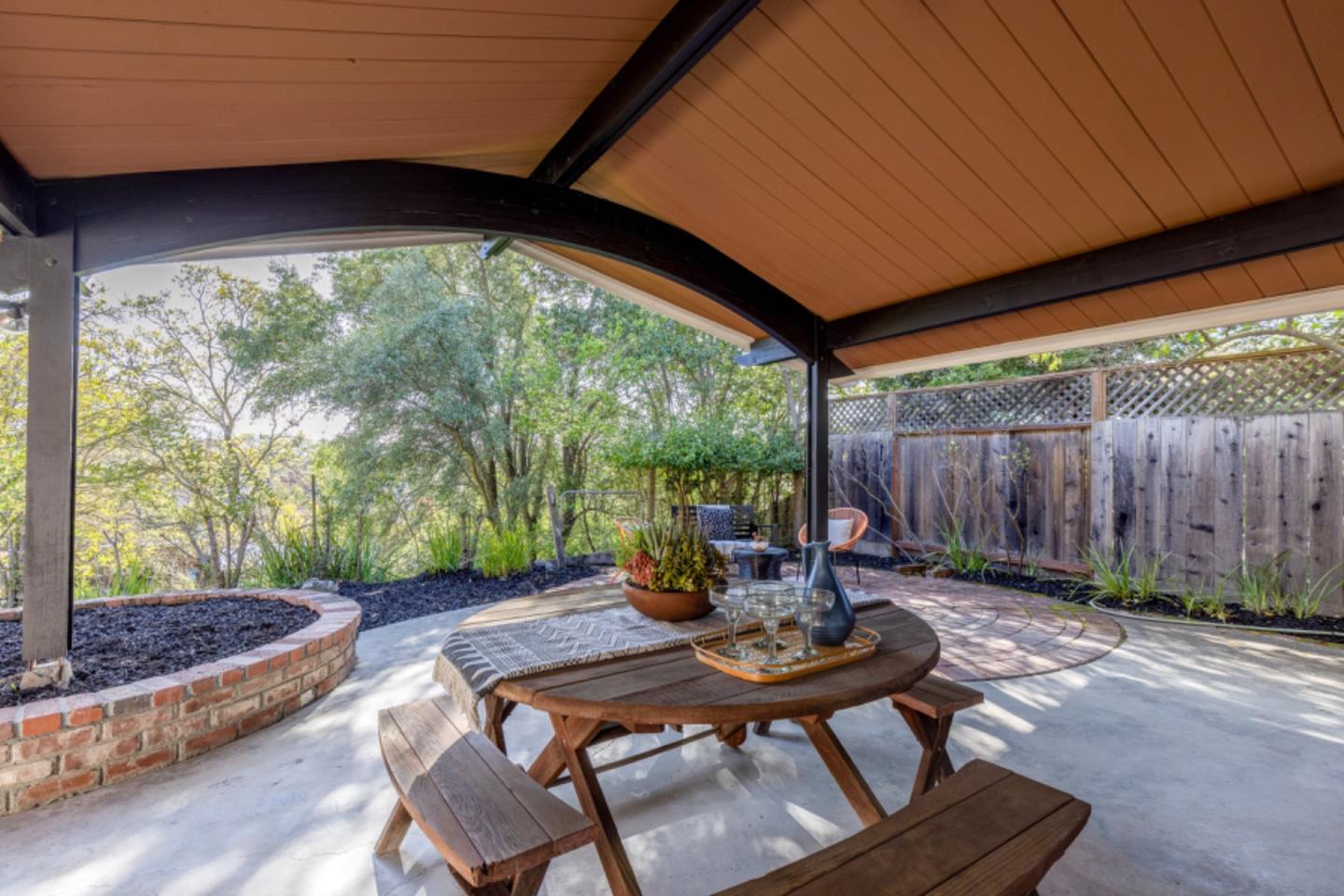 75 Simpson Drive Walnut Creek, CA 94596 - Photo 44 of 48 a view of a patio with a table chairs and a backyard