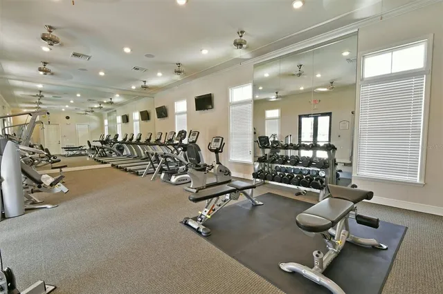 a view of a room with gym equipment
