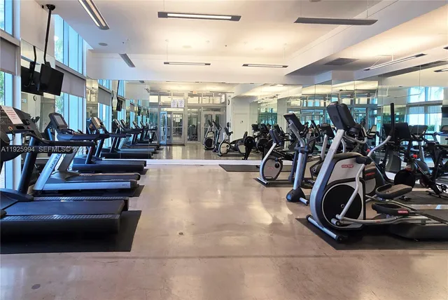 a view of a room with gym equipment