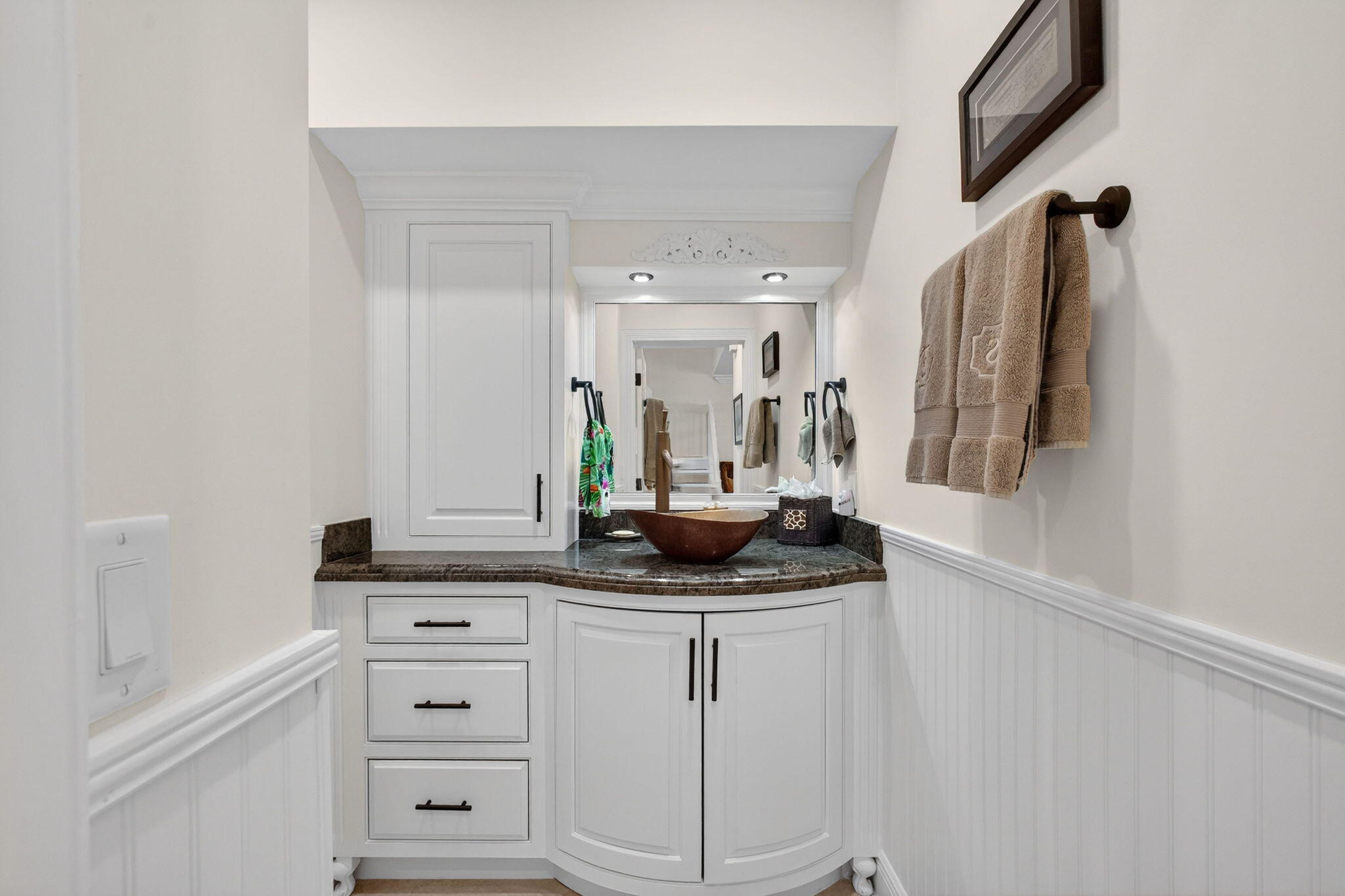 170 Celestial Way, Unit 35 Juno Beach, FL 33408 - Photo 27 of 53 a bathroom with a granite countertop sink and a mirror