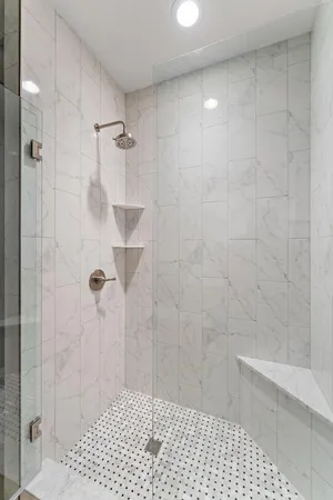a bathroom with a shower