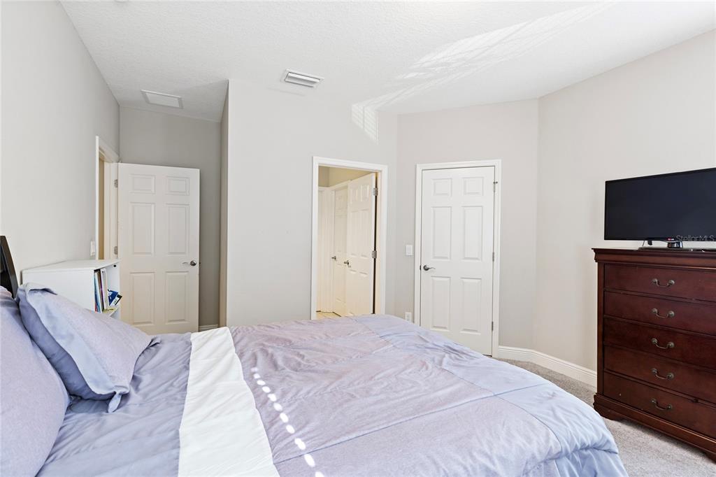 31976 Watoga Loop Wesley Chapel, FL 33543 - Photo 30 of 47 a bedroom with a bed and a flat screen tv