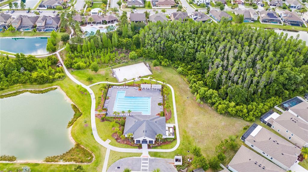 31976 Watoga Loop Wesley Chapel, FL 33543 - Photo 41 of 47 an aerial view of residential house with outdoor space and swimming pool