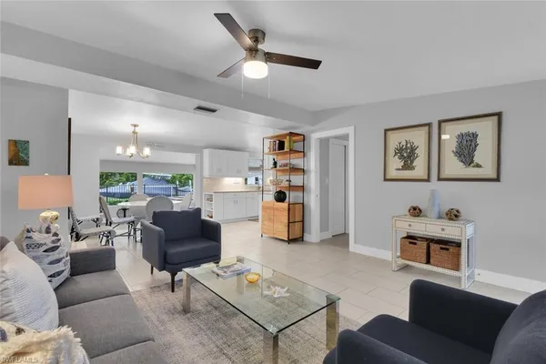 a living room with furniture