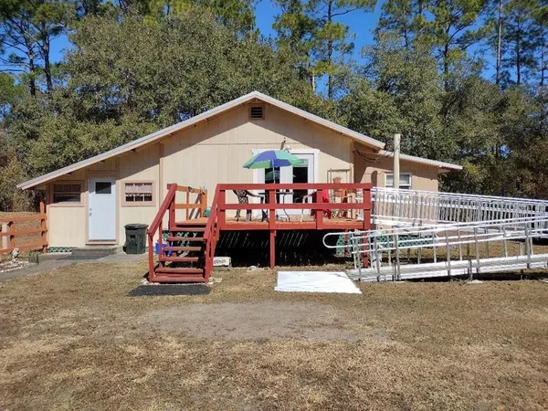 an outdoor space with patio