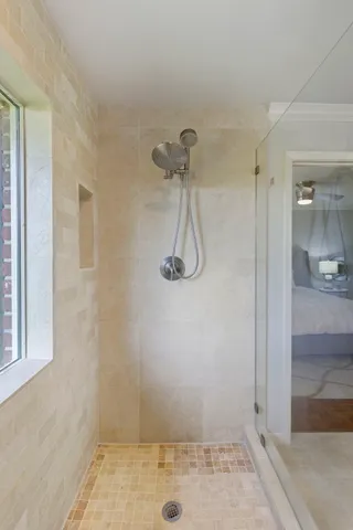 a bathroom with a shower