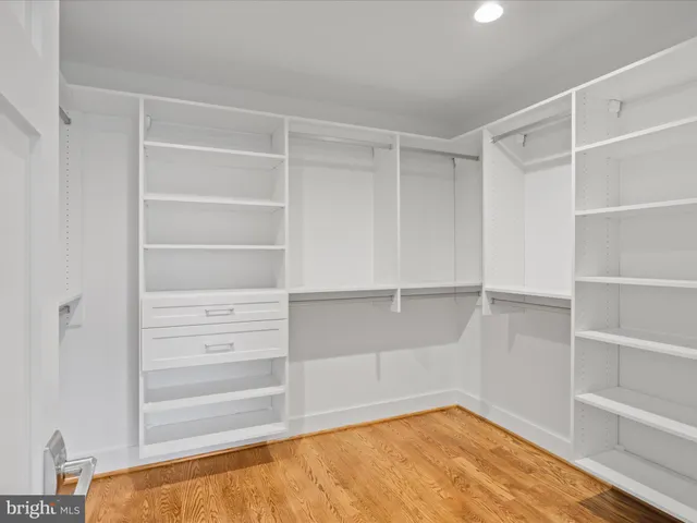 a view of an empty walk in closet