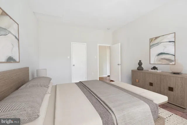 a view of a room with a door