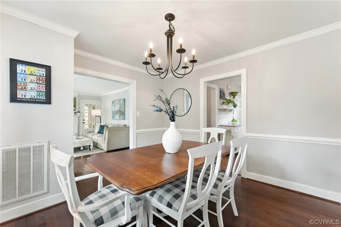 7503 Glebe Road Henrico, VA 23229 - Photo 7 of 25 a view of a dining room with furniture wooden floor and chandelier