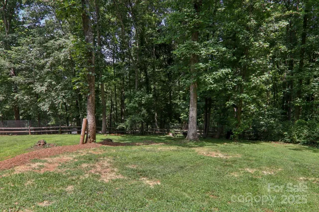 a view of outdoor space with trees all around