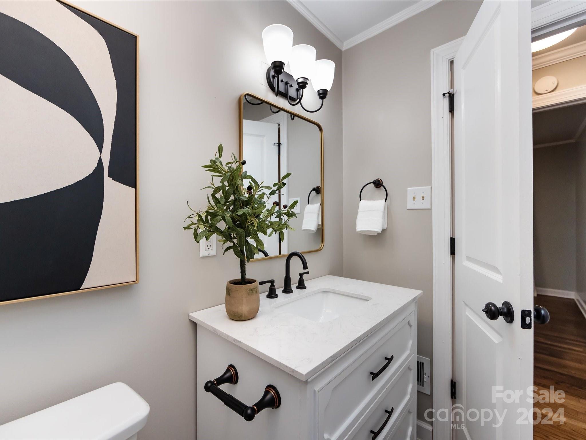 3133 Spring Valley Road Charlotte, NC 28210 - Photo 19 of 25 a bathroom with a sink a toilet and mirror