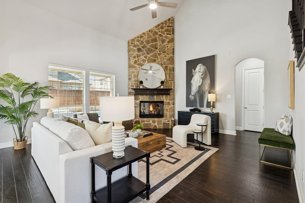 2816 Mona Vale Road Trophy Club, TX 76262 - Photo 8 of 40 a living room with fireplace furniture and a large window