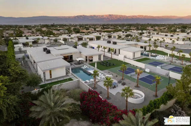 a view of a city with a mountain