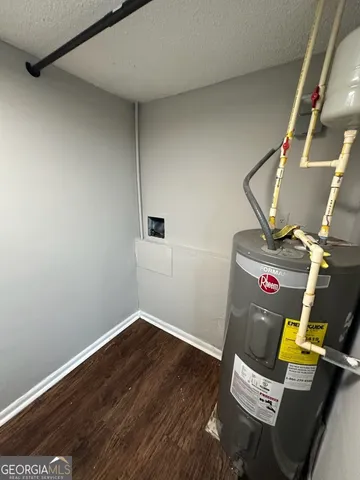 a view of workspace with wooden floor