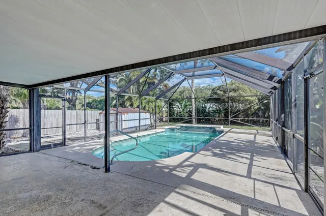 a view of a porch with a backyard