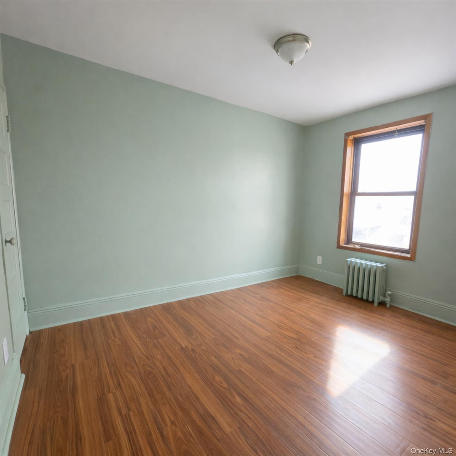 91-45 85th Street Queens, NY 11421 - Photo 4 of 15 an empty room with wooden floor and windows