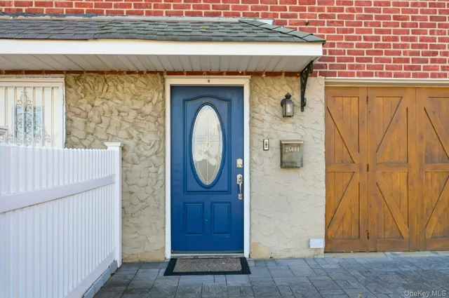 a front view of a house with door