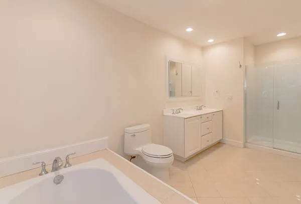 a bathroom with a sink a toilet and a large mirror