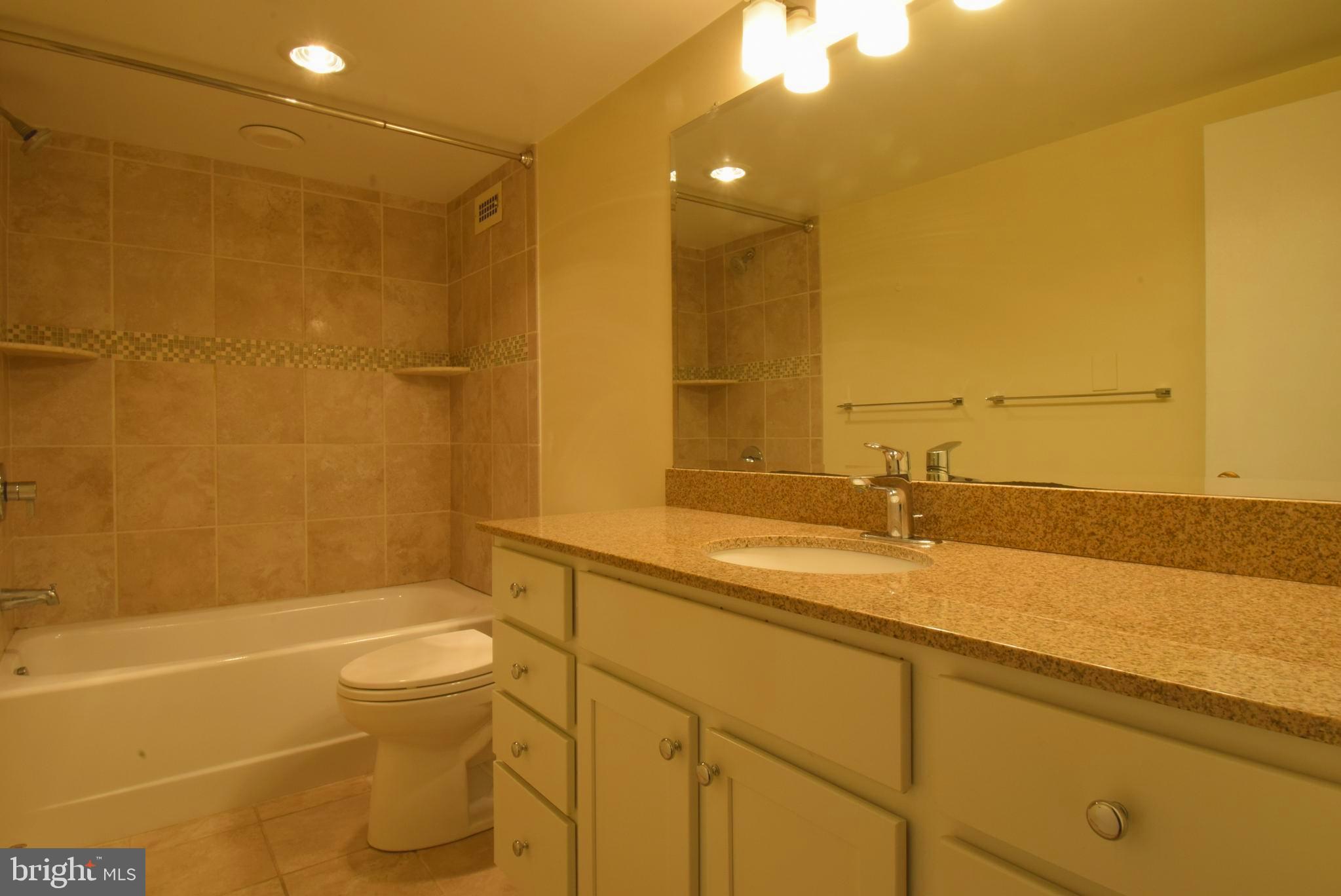 5225 Pooks Hill Road, Unit 1512N Bethesda, MD 20814 - Photo 13 of 26 a bathroom with a granite countertop sink toilet and shower
