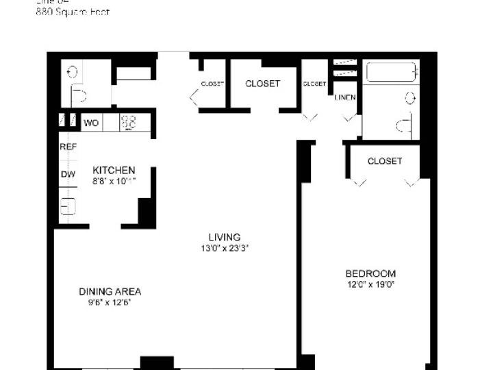 Undisclosed Address Bronx, NY 10463 - Photo 7 of 8 a picture of a floor plan