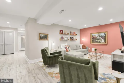 a living room with furniture