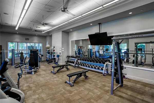 a big room with large windows
