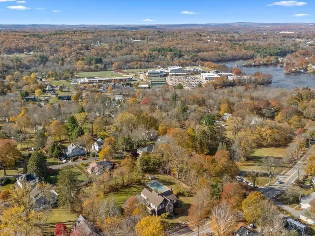 an aerial view of residential building with parking space