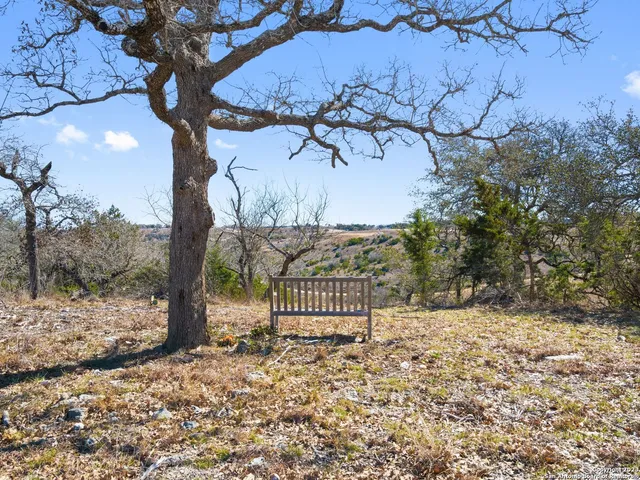 a bench sitting in middle of a yard