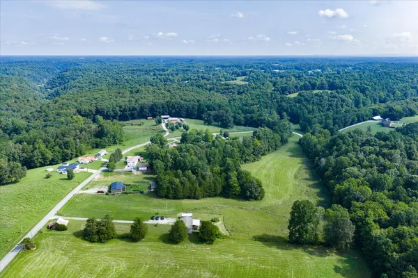 a view of a golf course with a building