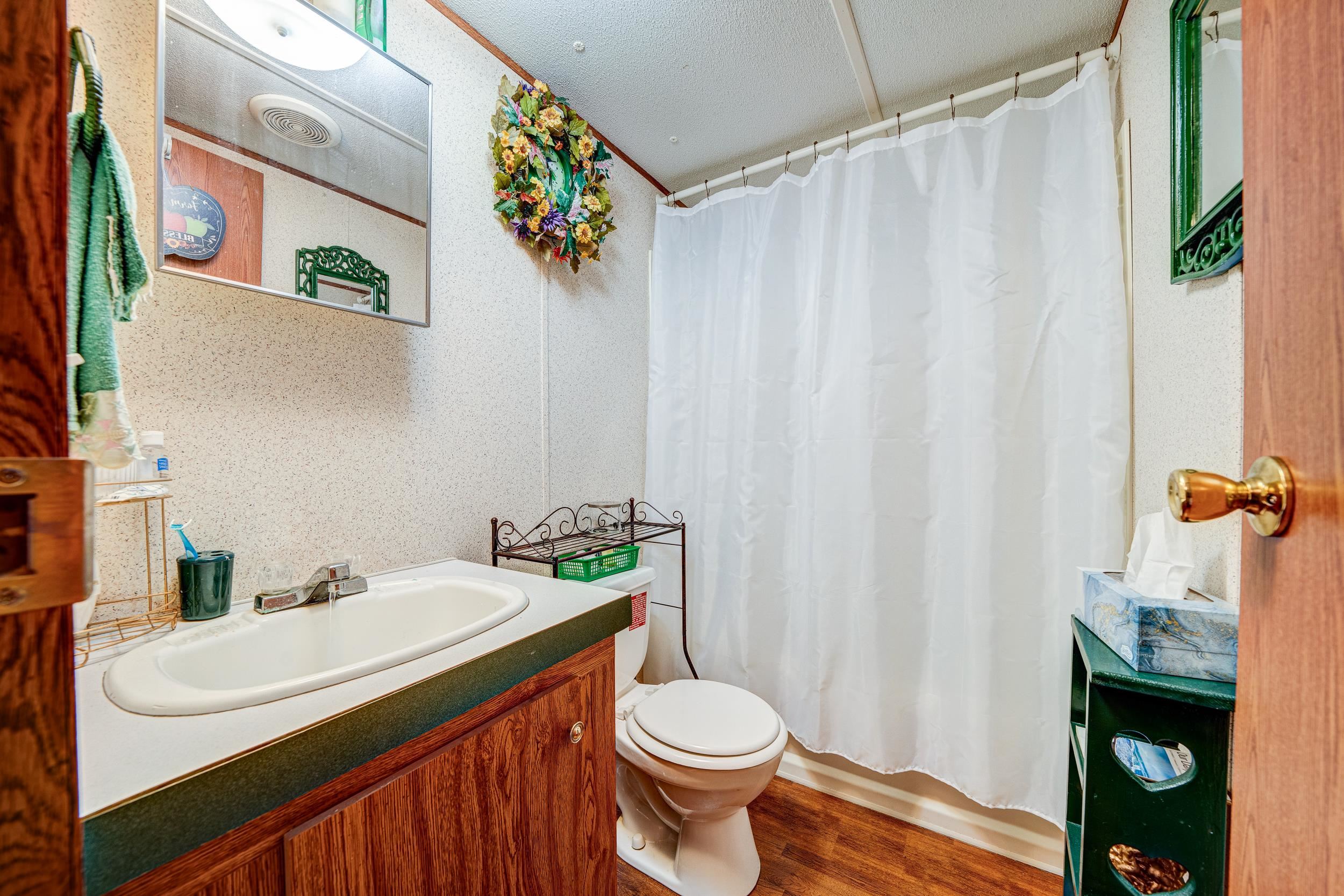 24315 Highway 76 Somerville, TN 38068 - Photo 25 of 27 a bathroom with a sink a toilet and shower curtain