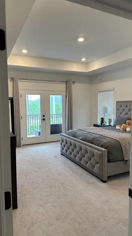 a view of a room with windows