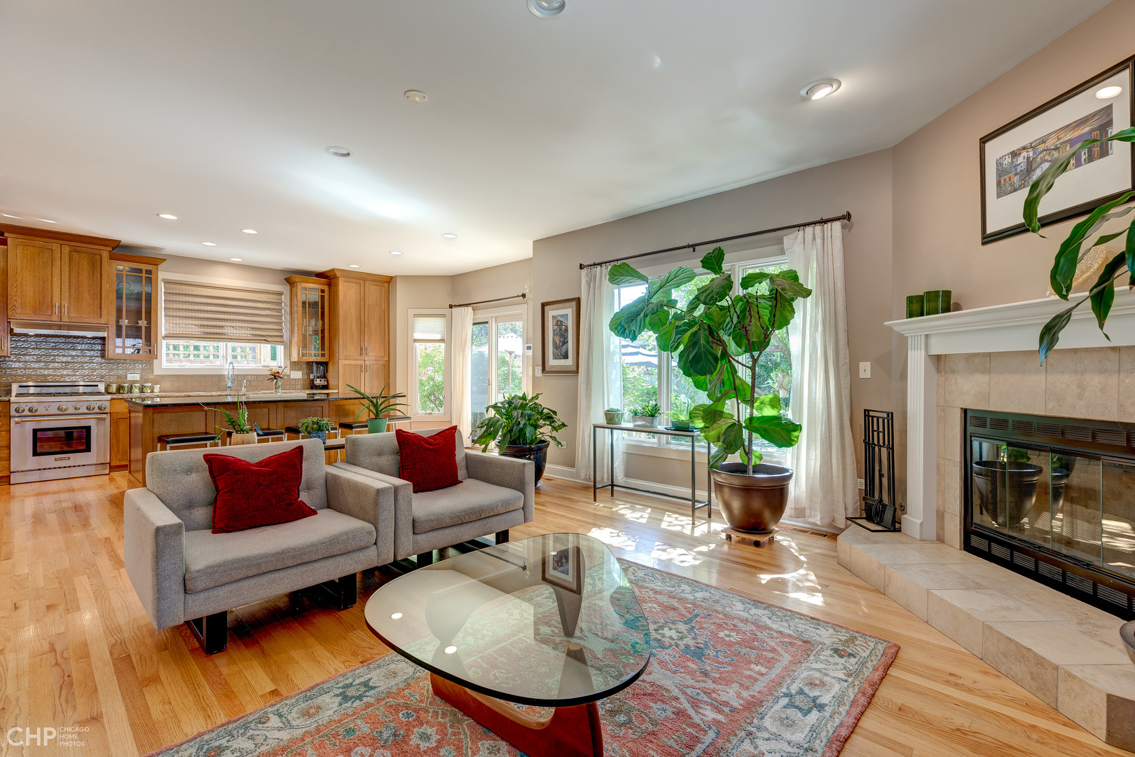 275 Lawton Road Riverside, IL 60546 - Photo 12 of 35 a living room with furniture fireplace and a large window