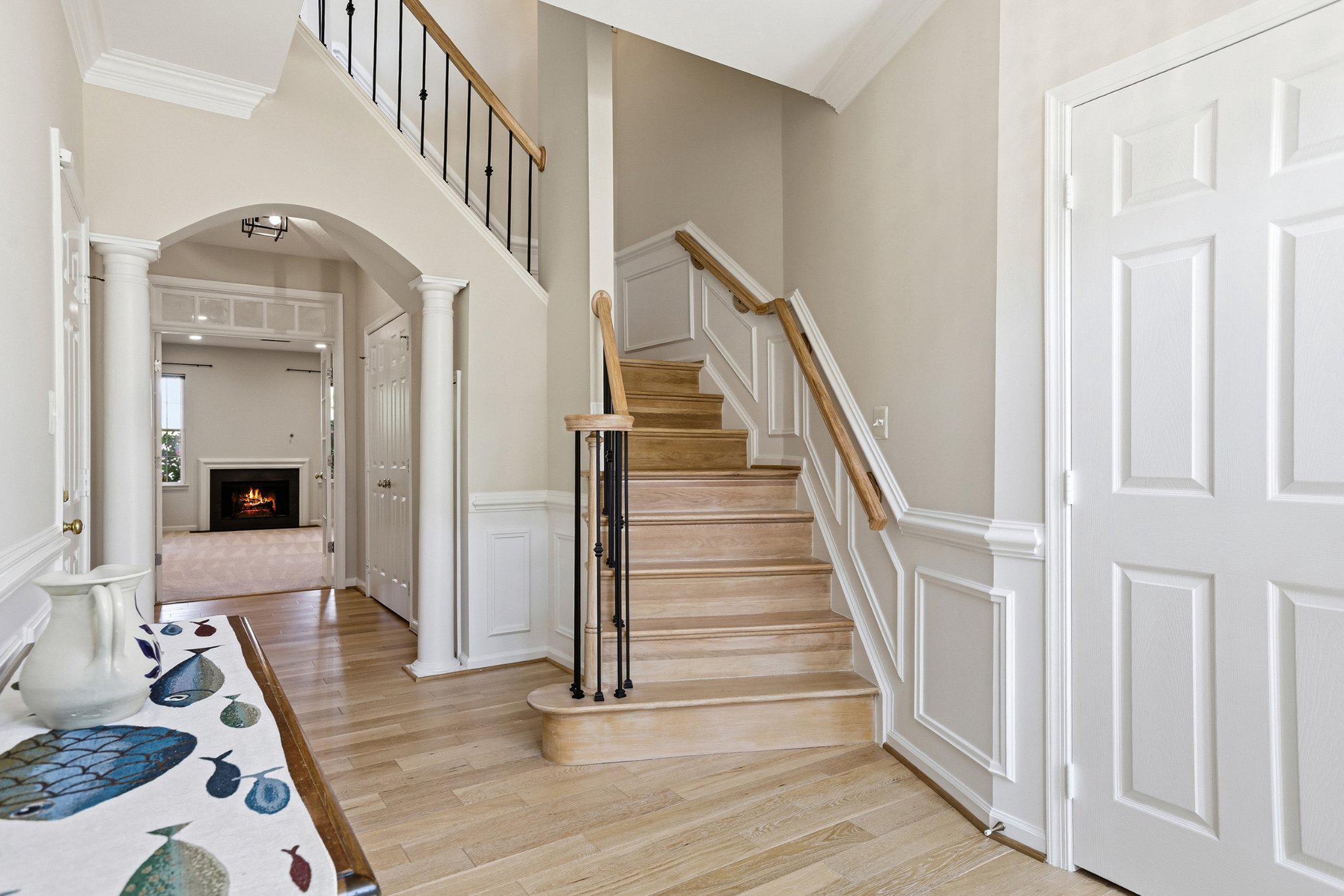 Elegant Foyer with custom millwork