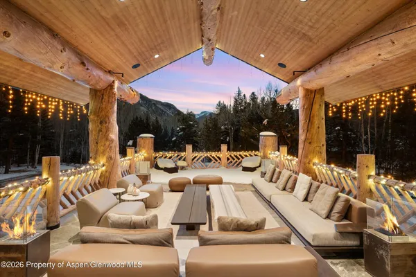 a view of an outdoor space with seating