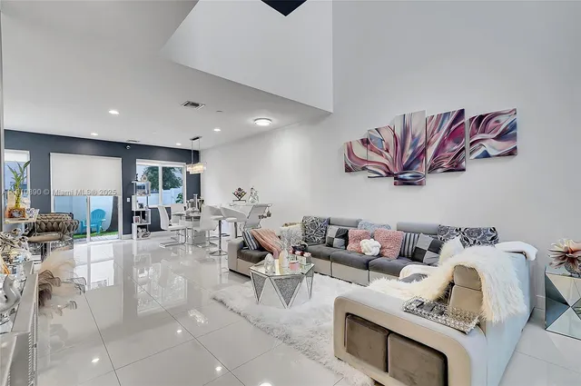 a living room with furniture