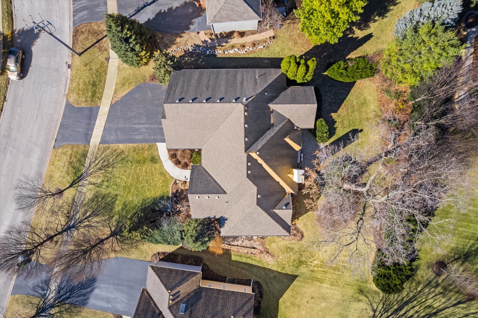 6 Winthrop New Road Sugar Grove, IL 60554 - Photo 33 of 38 an aerial view of a house with swimming pool and large trees
