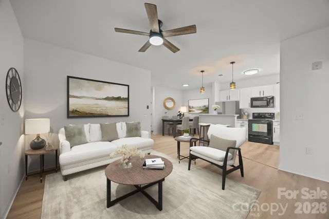 a living room with furniture