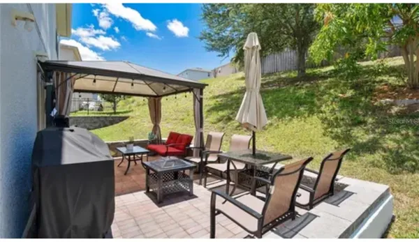 a view of an outdoor sitting area