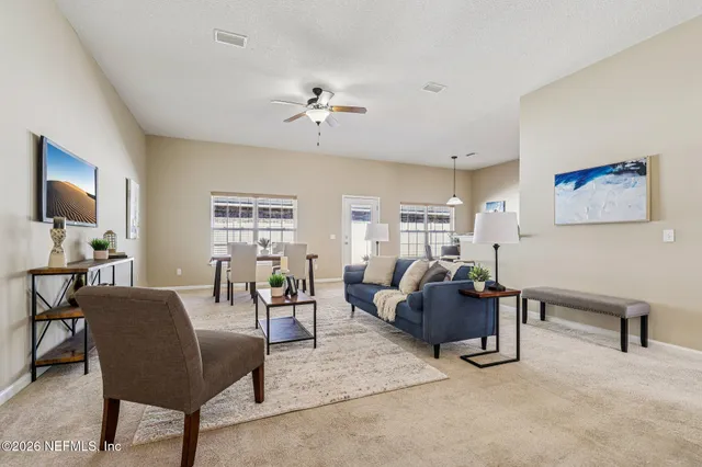 a living room with furniture