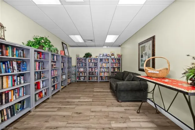 a view of a hallway with a large window