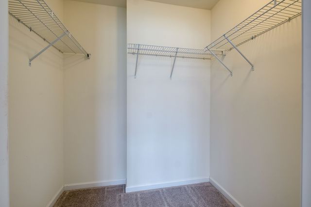 a view of a room with racks on the wall