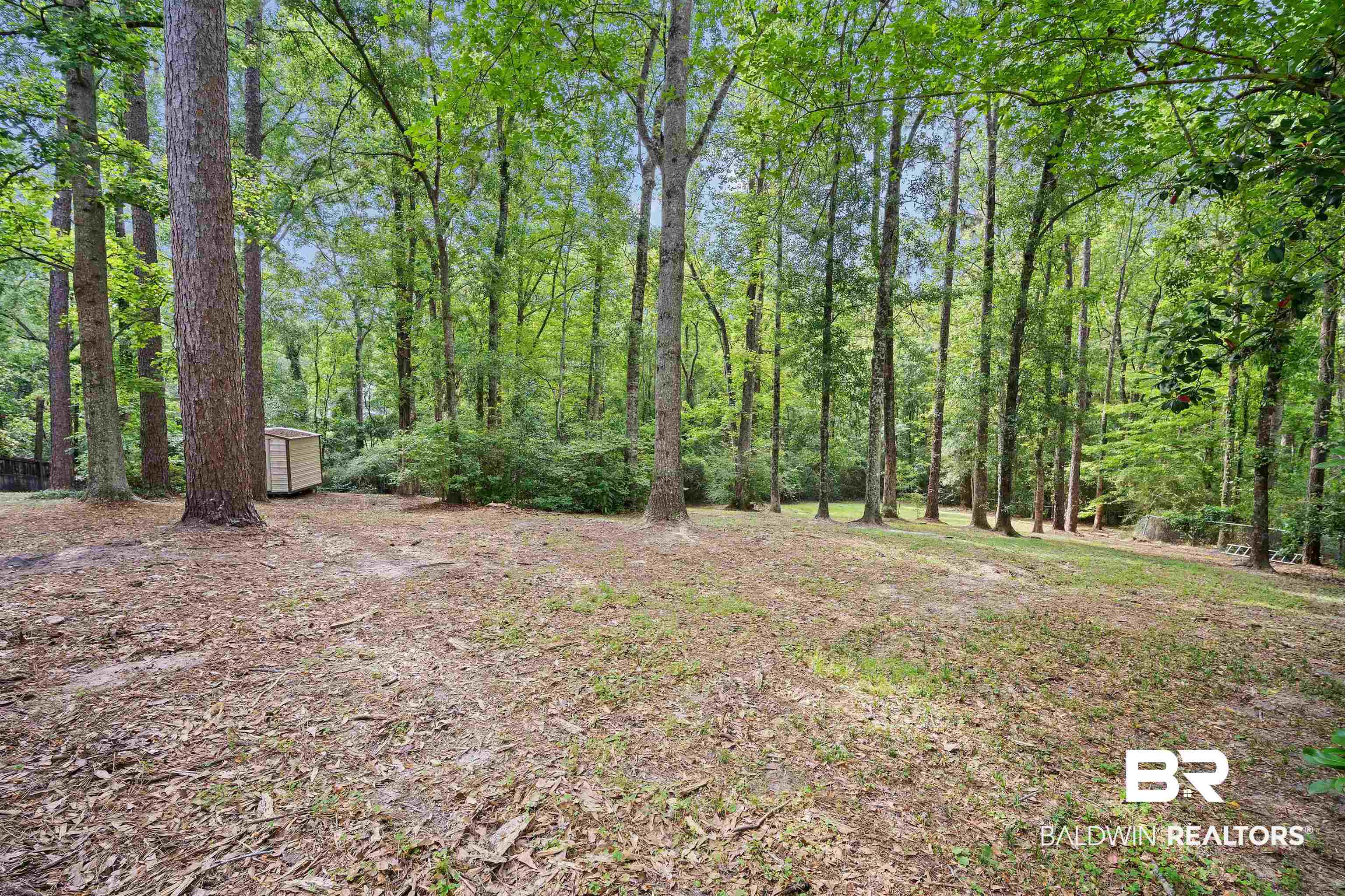 2823 Woodland Road Mobile, AL 36693 - Photo 26 of 29 View of yard with a forest view, a shed, and an outbuilding