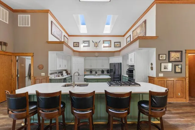 a view of a lake with a big yard