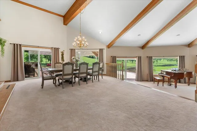 a view of a lake with a big yard