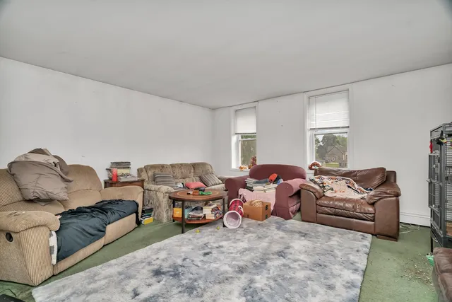 a living room with furniture a bed and a couch