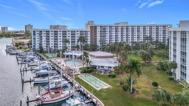a city view with tall buildings